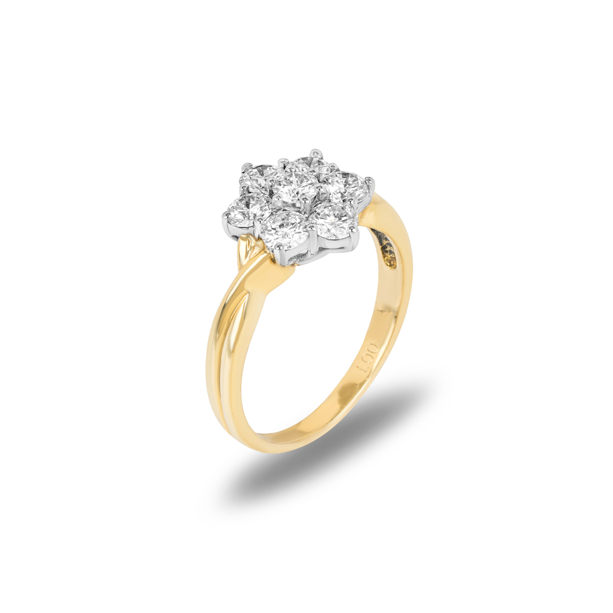 Yellow Gold Diamond Cluster Ring 1.00ct